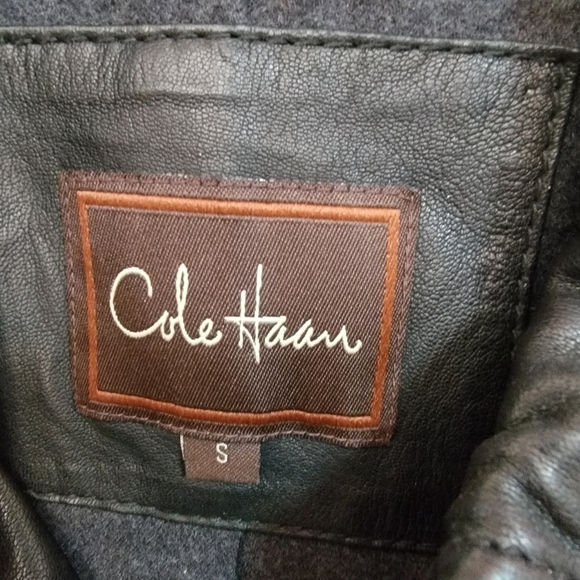 Cole Haan Men's Collared Lambskin Leather Jacket - Picture 3 of 5